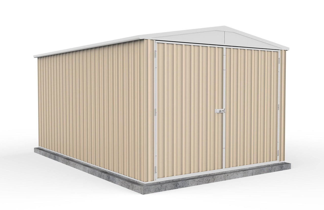 Absco 3.00mW x 4.48mD x 2.30mH Double Door Highlander Garden Shed - Classic Cream - Shed City