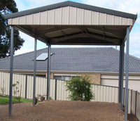 Thumbnail for Carport with Gable Roof & Screen Wall - 3mW Gable x 6mL x 2.8mH - Shed City