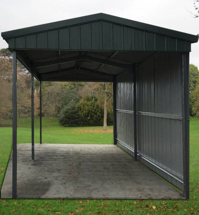 Carport with Gable Roof & Screen Wall - 3mW Gable x 6mL x 2.8mH - Shed City