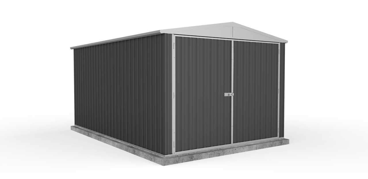 Absco 3.00mW x 4.48mD x 2.30mH Double Door Highlander Garden Shed - Woodland Grey - Shed City