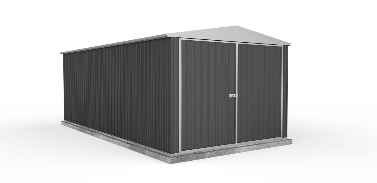Absco 3.00mW x 5.96mD x 2.30mH Double Door Highlander Garden Shed - Woodland Grey - Shed City