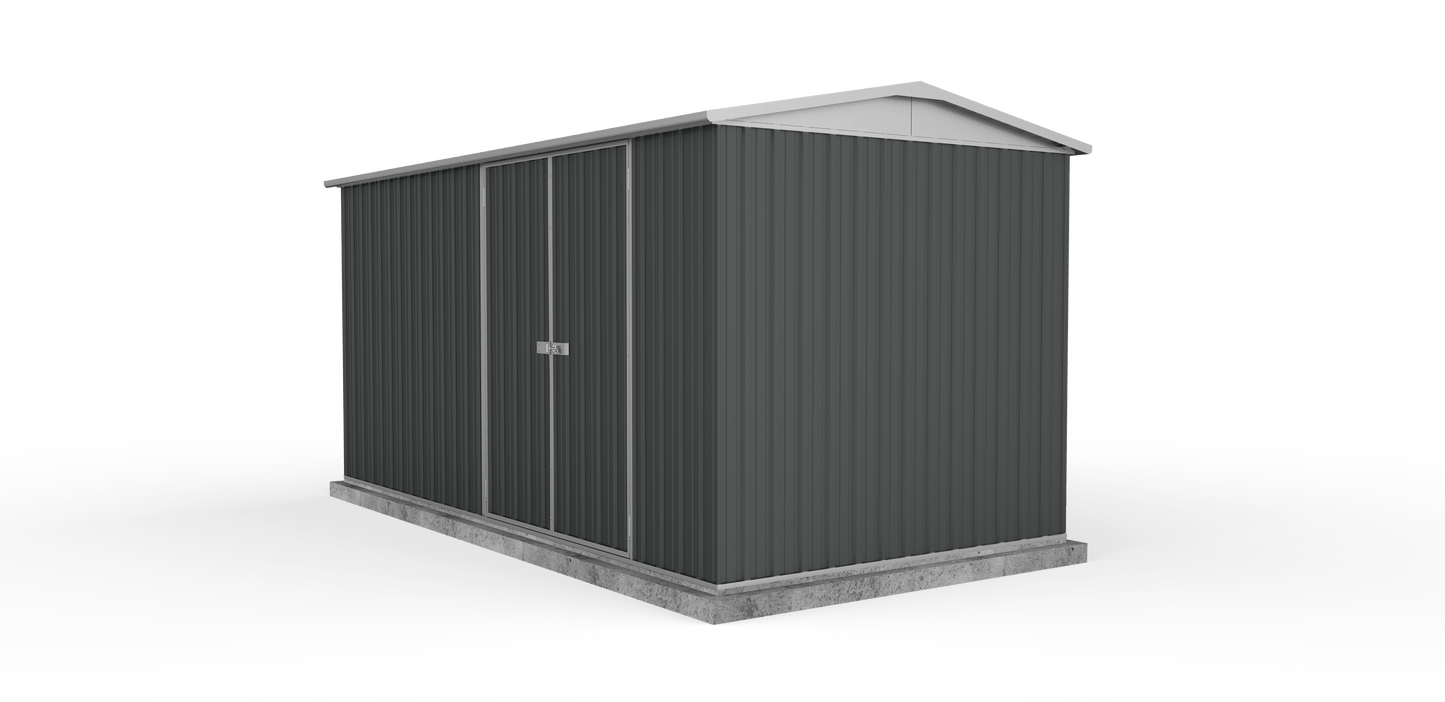Absco 4.48mW x 2.26mD x 2.30mH Double Door Highlander Garden Shed - Woodland Grey