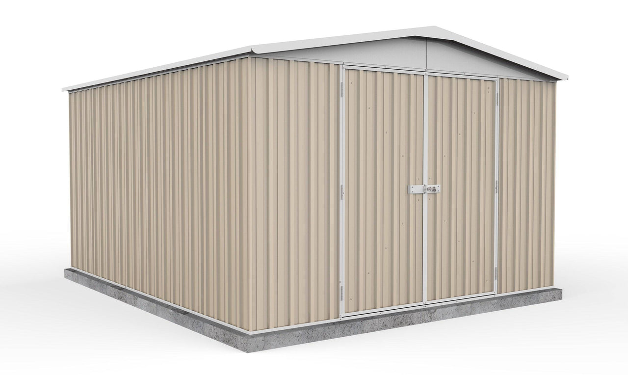 Absco 3.00mW x 3.66mD x 2.06mH Regent Double Door Garden Shed - Classic Cream - Shed City