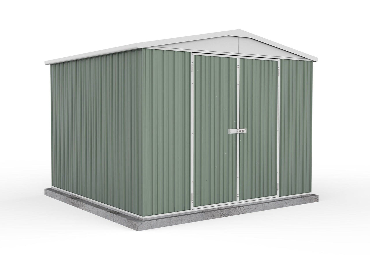 Absco 3.00mW x 2.92mD x 2.30mH Double Door Highlander Garden Shed - Pale Eucalypt - Shed City