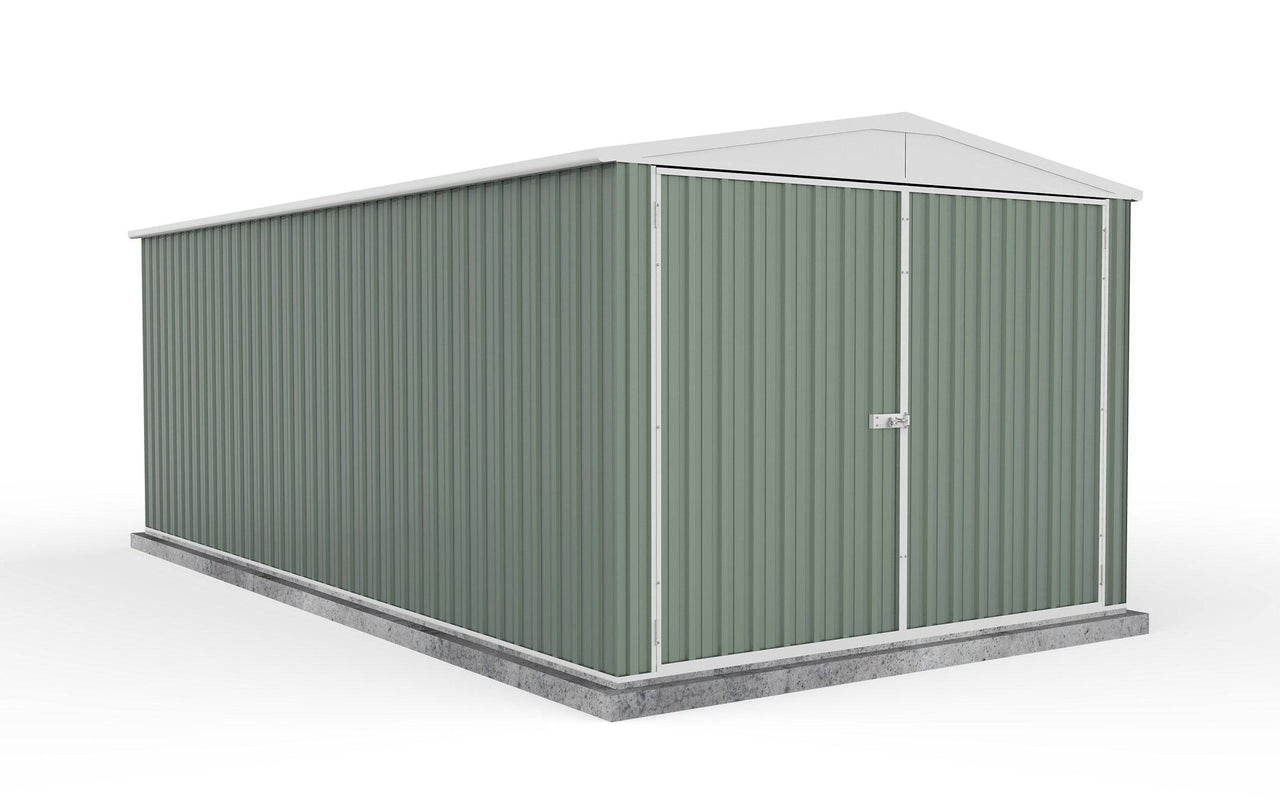 Absco 3.00mW x 5.96mD x 2.30mH Double Door Highlander Garden Shed - Pale Eucalypt - Shed City