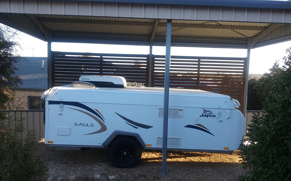 Carport with Gable Roof & Screen Wall - 3mW Gable x 6mL x 2.8mH - Shed City