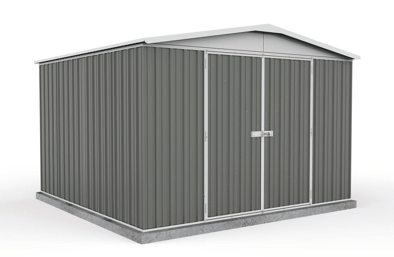 Absco 3.00mW x 2.92mD x 2.06mH Regent Double Door Garden Shed - Woodland Grey - Shed City