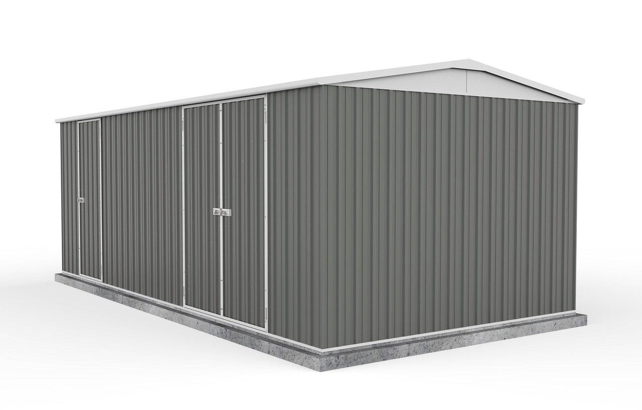 Absco 5.96mW x 3.00mD x 2.30mH Three Door Highlander Garden Shed - Woodland Grey - Shed City