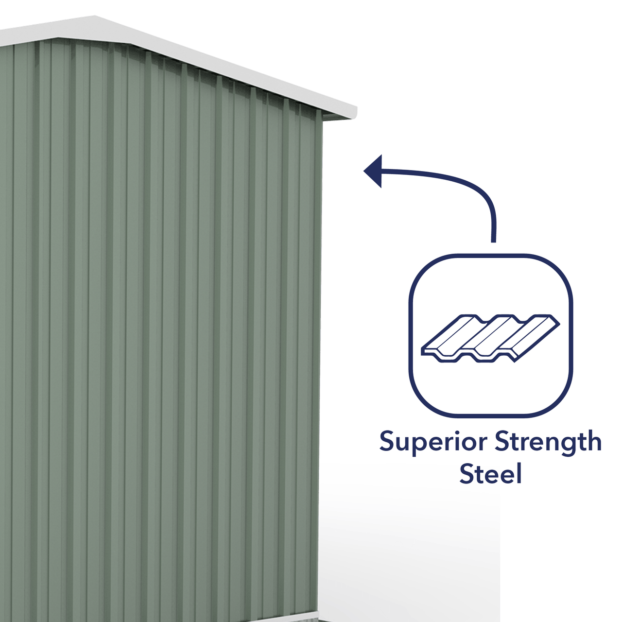 Absco 4.48mW x 3.00mD x 2.06mH Double Door Workshop Shed - Pale Eucalypt - Shed City