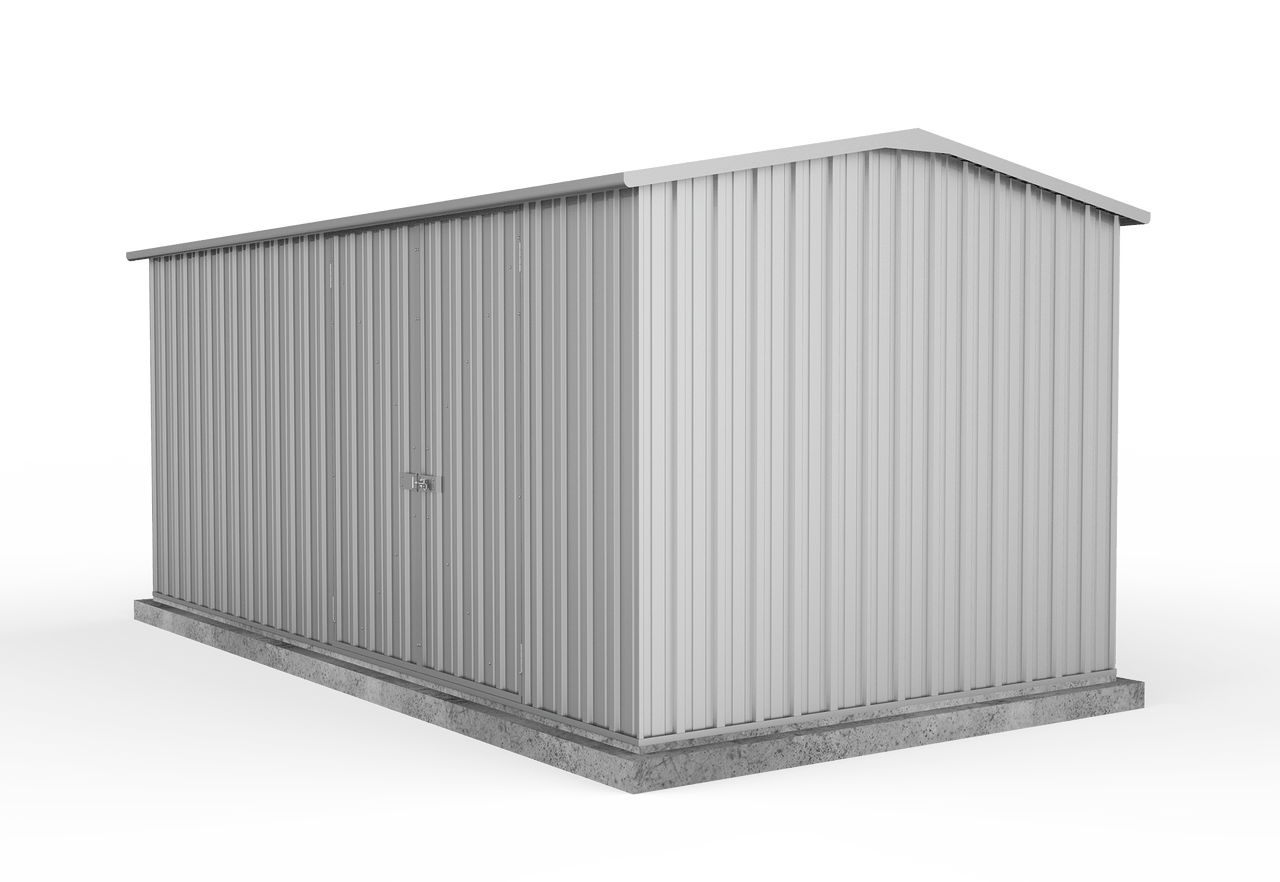 Absco 4.48mW x 3.00mD x 2.06mH Three Door Workshop Shed - Zincalume - Shed City