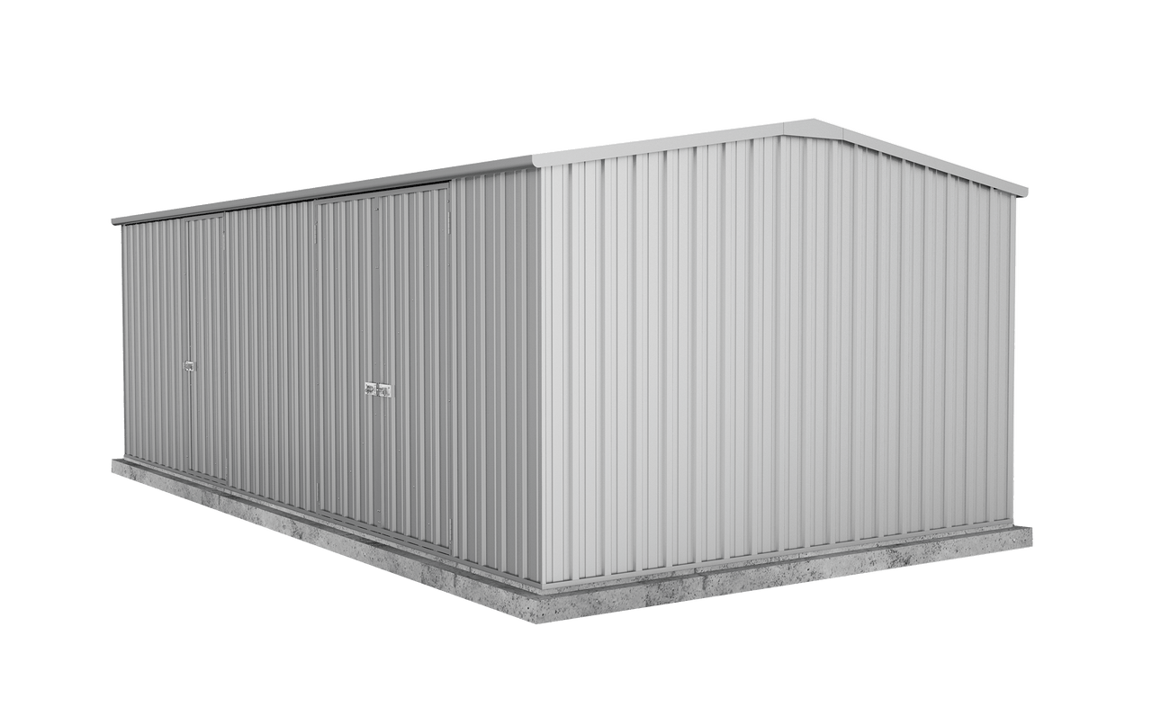 Absco 5.96mW x 3.00mD x 2.06mH Three Door Workshop Shed - Zincalume - Shed City