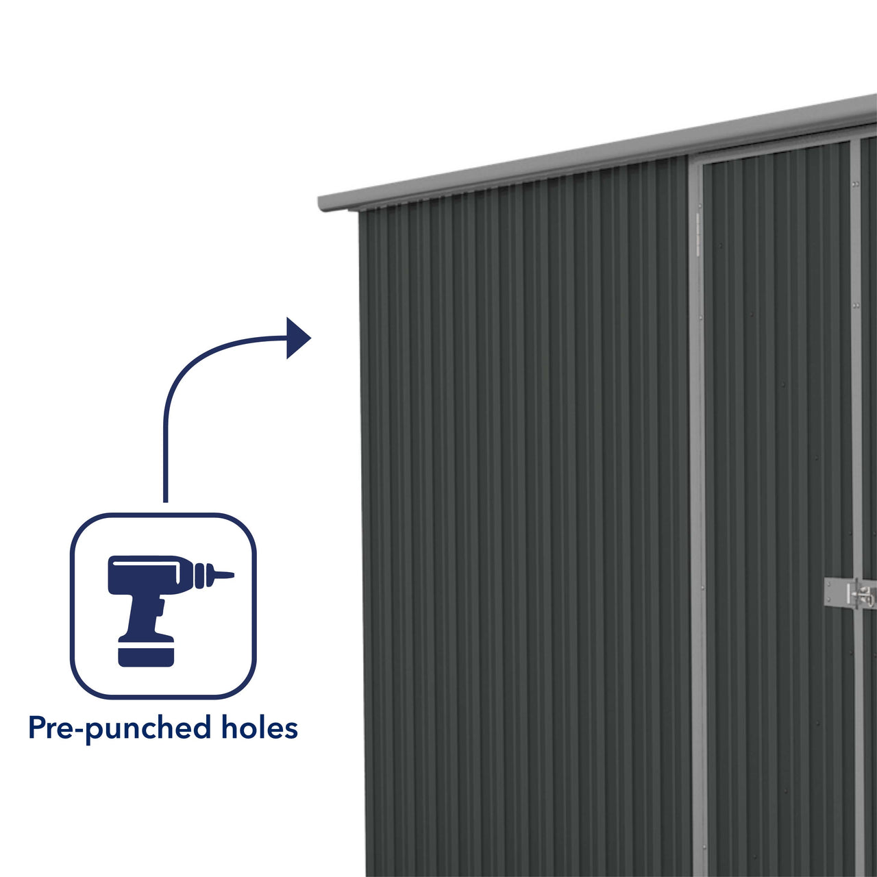 Absco 4.48mW x 2.26mD x 2.00mH Double Door Workshop Shed - Monument - Shed City