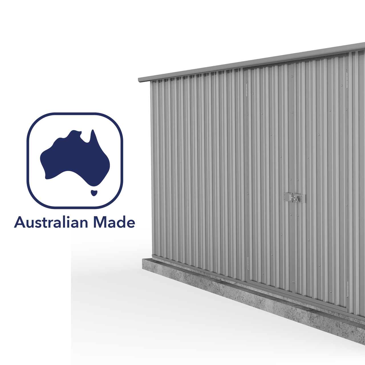 Absco 4.48mW x 2.26mD x 2.00mH Double Door Workshop Shed - Zincalume - Shed City