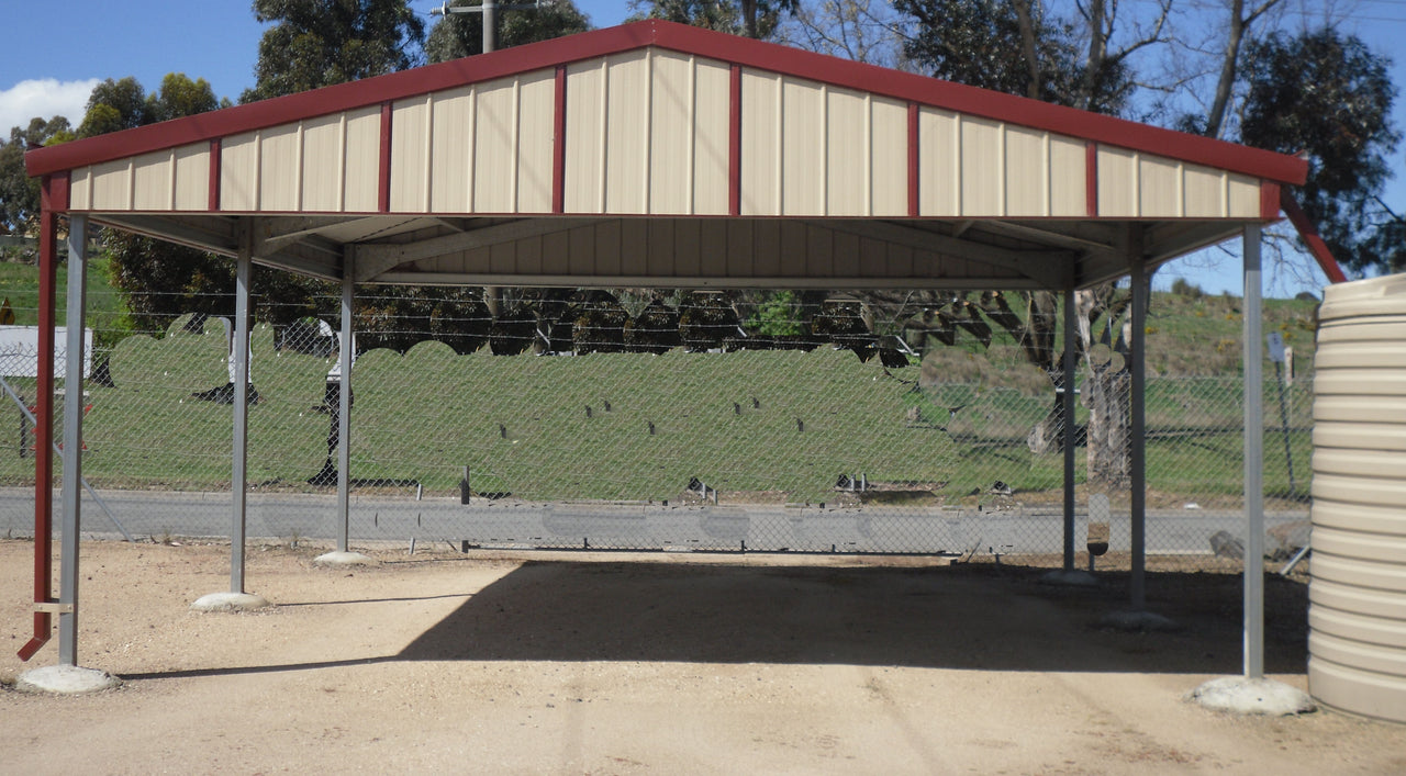 SPECIAL - Carport with Gable Roof - 6mW Gable x 6mL x 2.5mH - $3950 Delivered within 50km of Shed City - Shed City