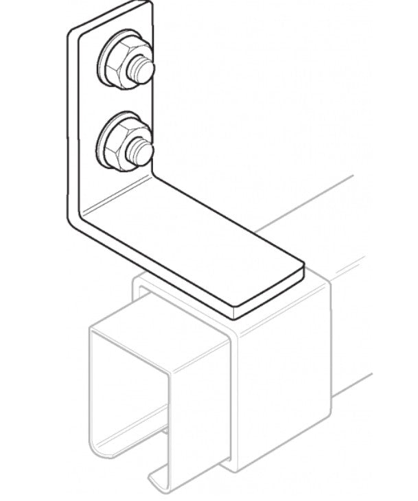 ED20C - Side Fix Bracket - Sliding Door Track Support Bracket 44mm Offset - 200kg Director Series - Shed City