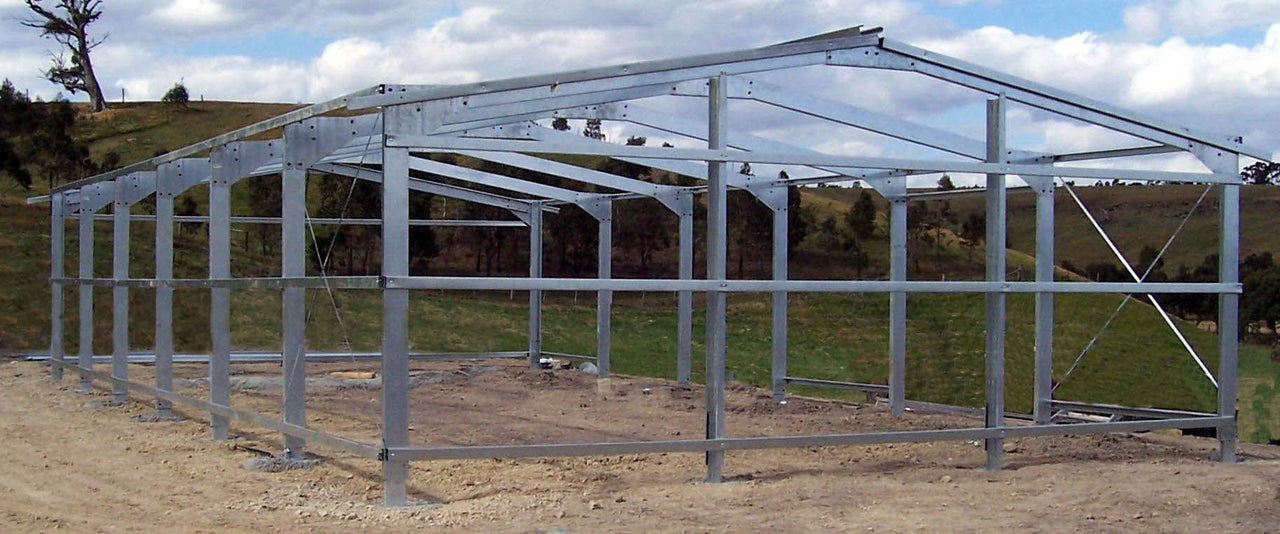 Steel Gable Rails Garage | 7.6mW Gable x 9mL x 3.1mH - 2 x Gable Rollers & PA