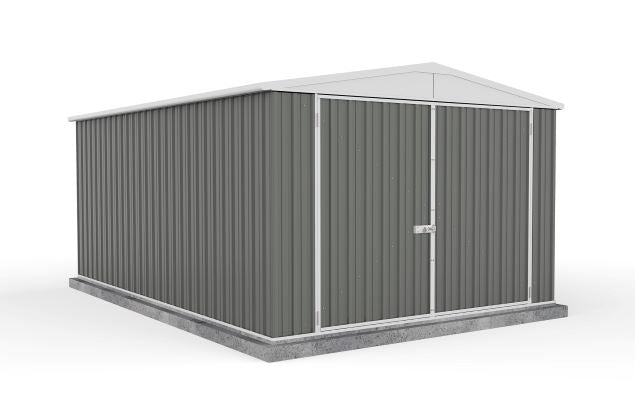 Absco 3.00mW x 4.48mD x 2.06mH Double Door Utility Shed - Woodland Grey