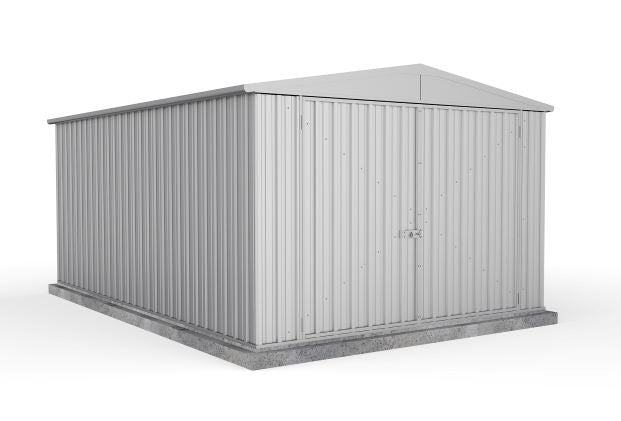 Absco 3.00mW x 4.48mD x 2.06mH Double Door Utility Shed - Zincalume