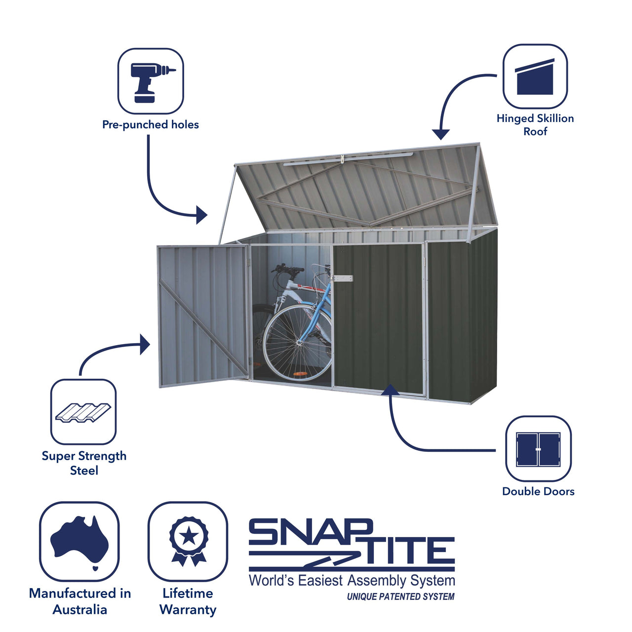 Absco Bike Shed 2.26x.78 | Monument - Shed City