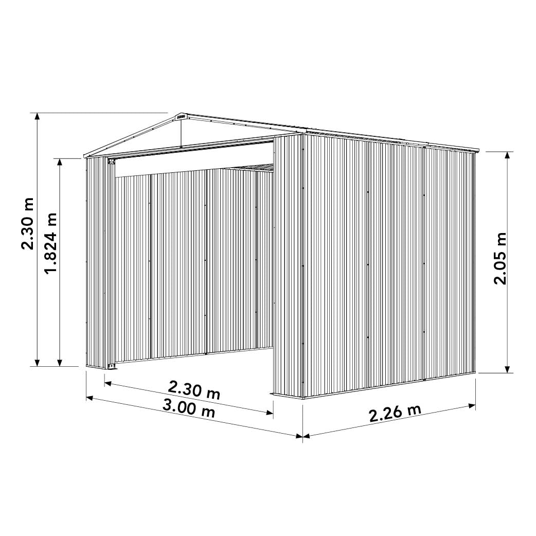 Absco 3.00mW x 2.26mD x 2.30mH Bush Ranger Garage with Roller Shutter Door - Classic Cream - Shed City