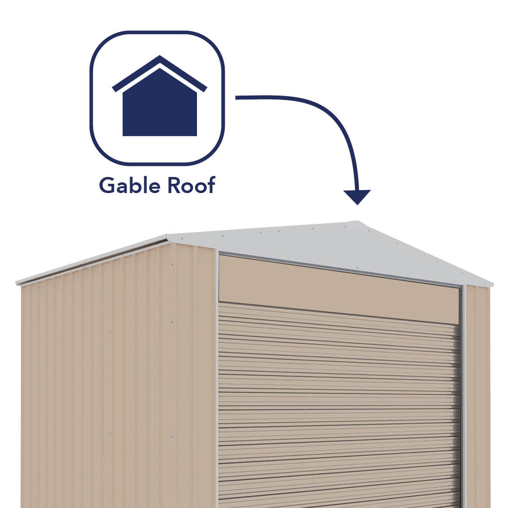 Absco 3.00mW x 2.26mD x 2.30mH Bush Ranger Garage with Roller Shutter Door - Classic Cream - Shed City