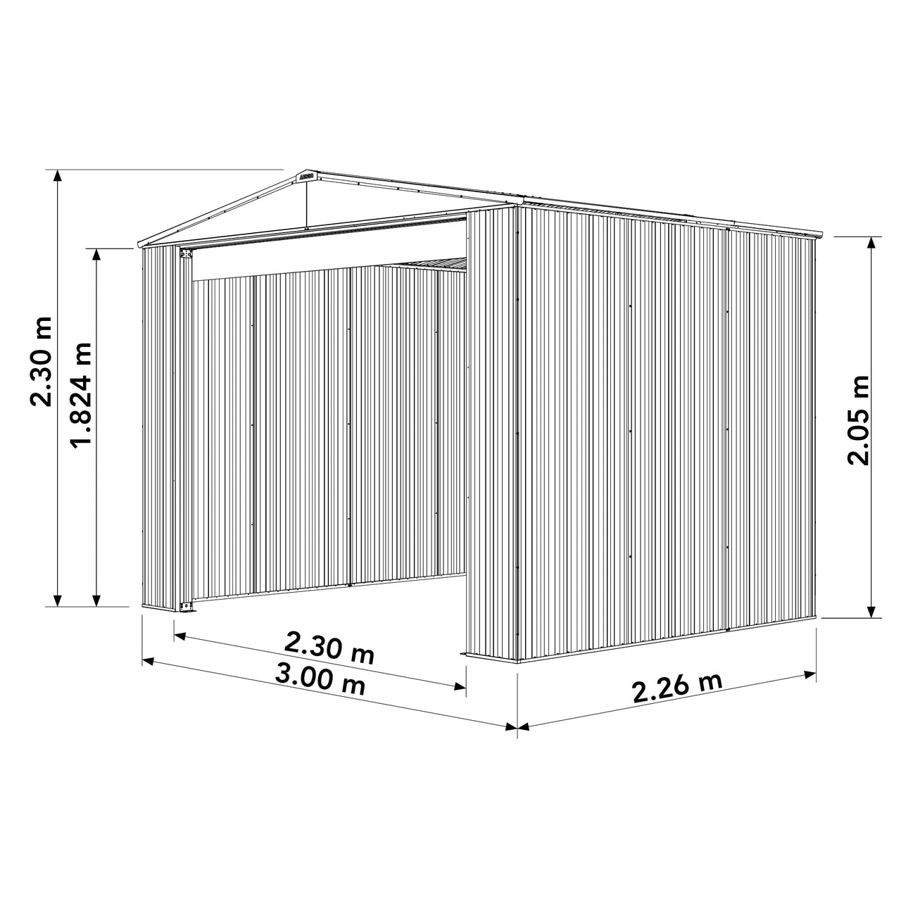 Absco 3.00mW x 2.26mD x 2.30mH Bush Ranger Garage with Roller Shutter Door - Pale Eucalypt - Shed City