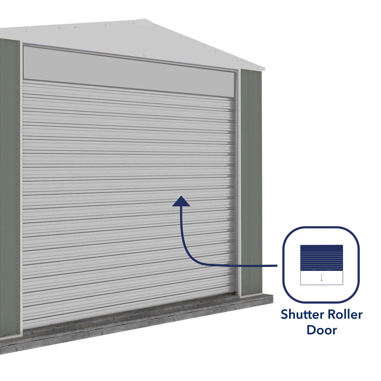 Absco 3.00mW x 2.26mD x 2.30mH Bush Ranger Garage with Roller Shutter Door - Pale Eucalypt - Shed City