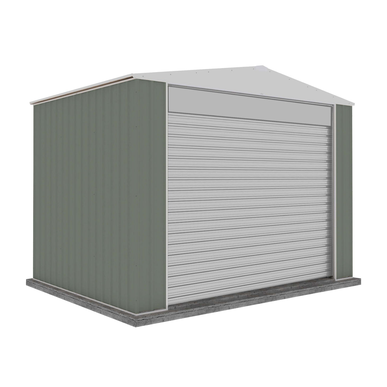 Absco 3.00mW x 2.26mD x 2.30mH Bush Ranger Garage with Roller Shutter Door - Pale Eucalypt - Shed City