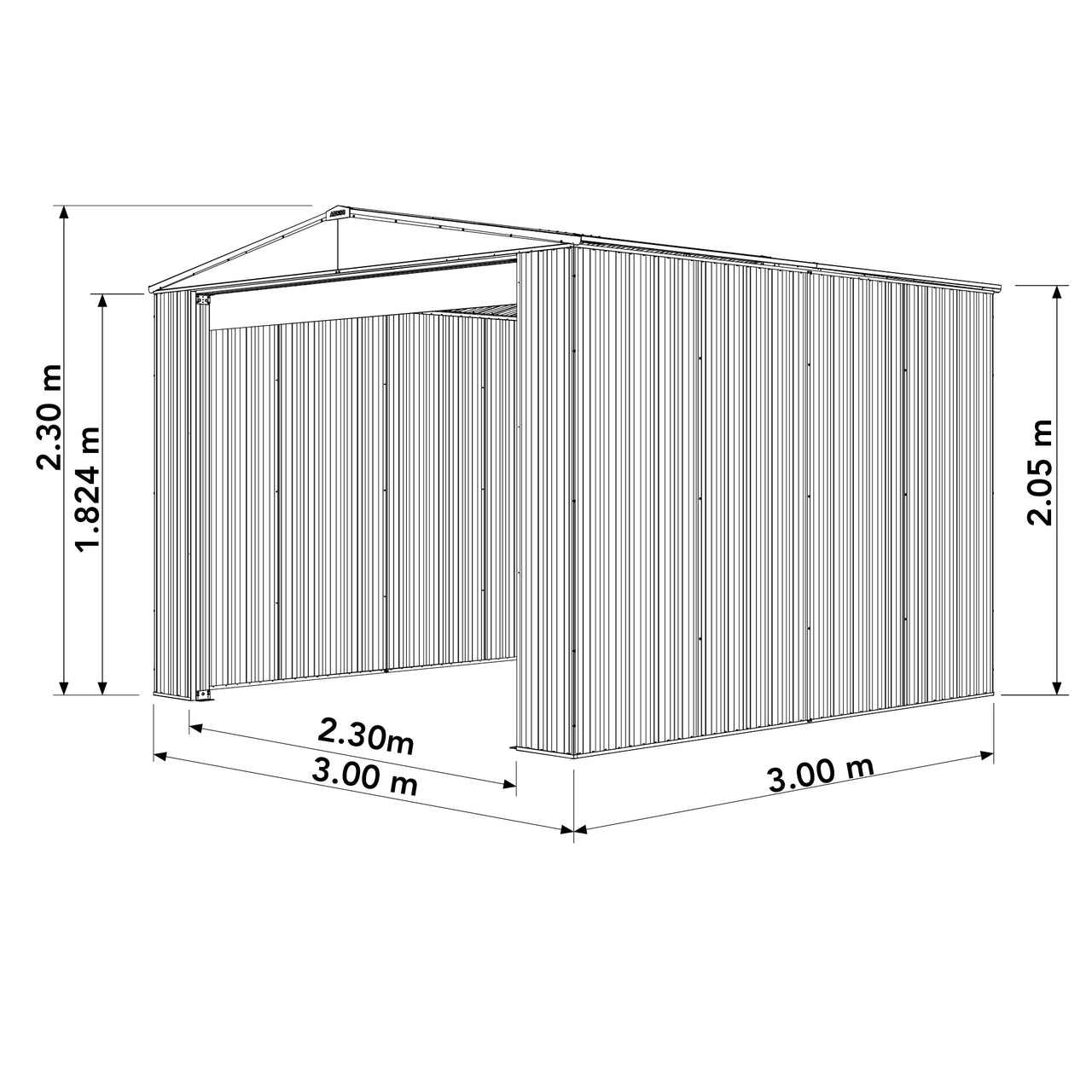 Absco 3.00mW x 3.00mD x 2.30mH Bush Ranger Garage with Roller Shutter Door - Classic Cream