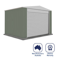 Thumbnail for Absco 3.00mW x 3.00mD x 2.30mH Bush Ranger Garage with Roller Shutter Door - Pale Eucalypt - Shed City