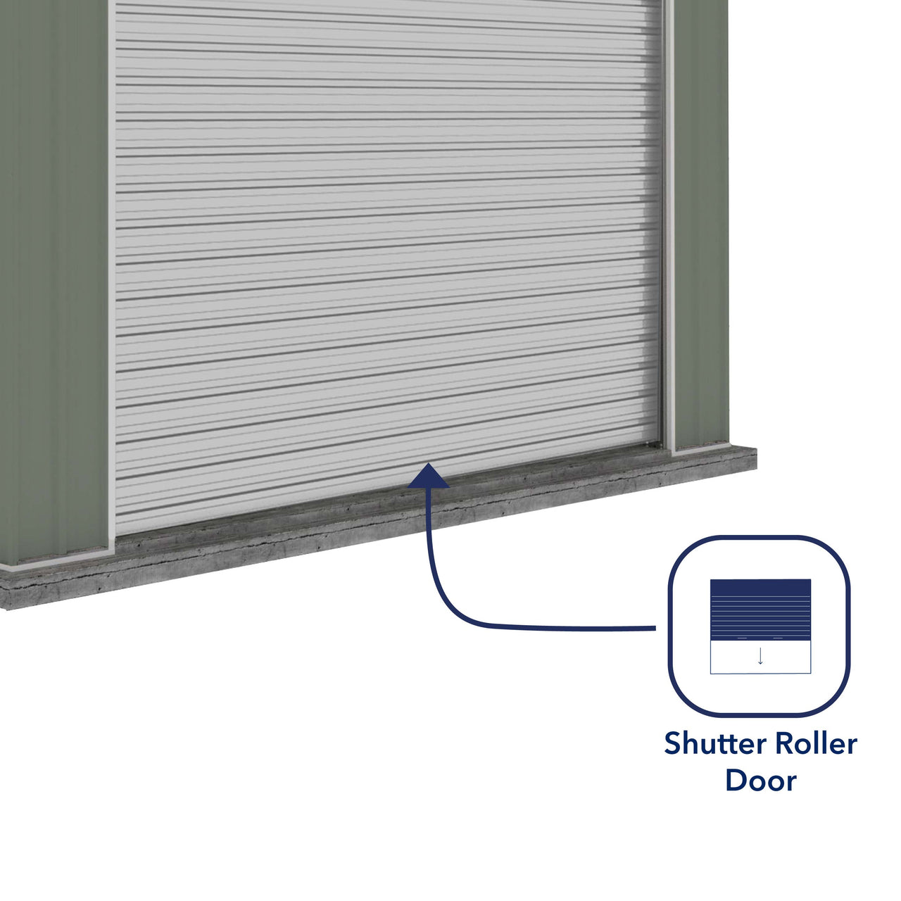 Absco 3.00mW x 3.00mD x 2.30mH Bush Ranger Garage with Roller Shutter Door - Pale Eucalypt - Shed City