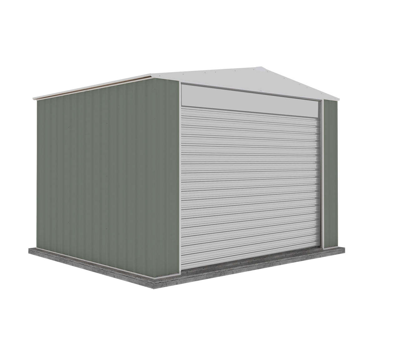 Absco 3.00mW x 3.00mD x 2.30mH Bush Ranger Garage with Roller Shutter Door - Pale Eucalypt - Shed City