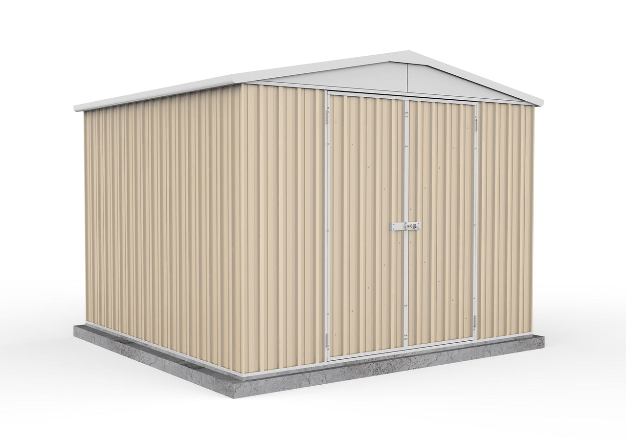 Absco 3.00mW x 2.92mD x 2.30mH Double Door Highlander Garden Shed - Classic Cream - Shed City