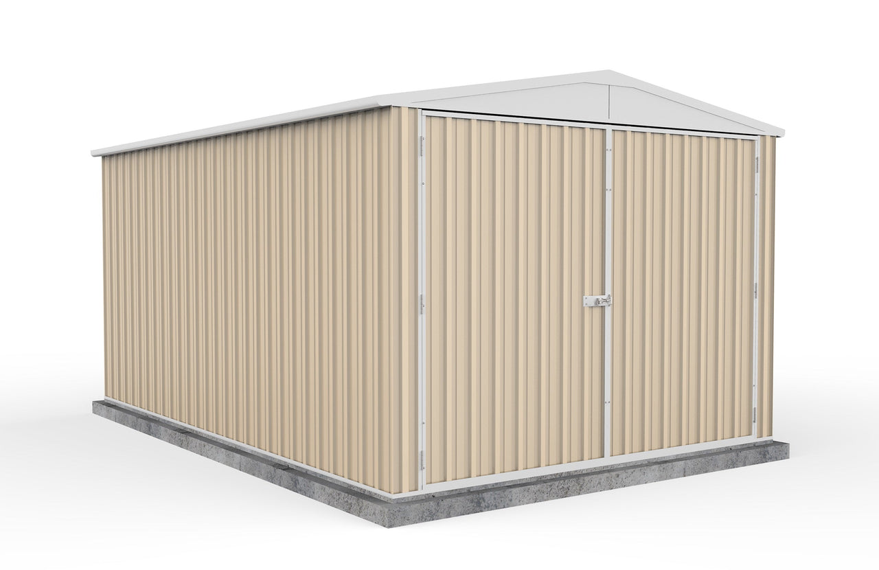 Absco 3.00mW x 4.48mD x 2.30mH Double Door Highlander Garden Shed - Classic Cream