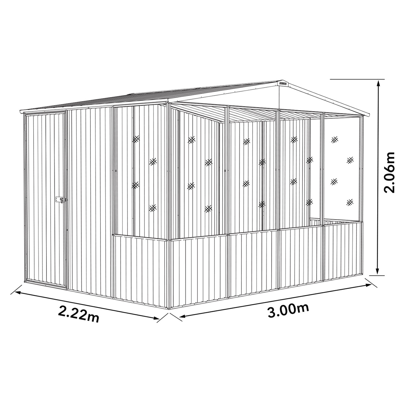 Absco Chicken Coop 3.00mW x 2.22mD x 2.06mH Zincalume