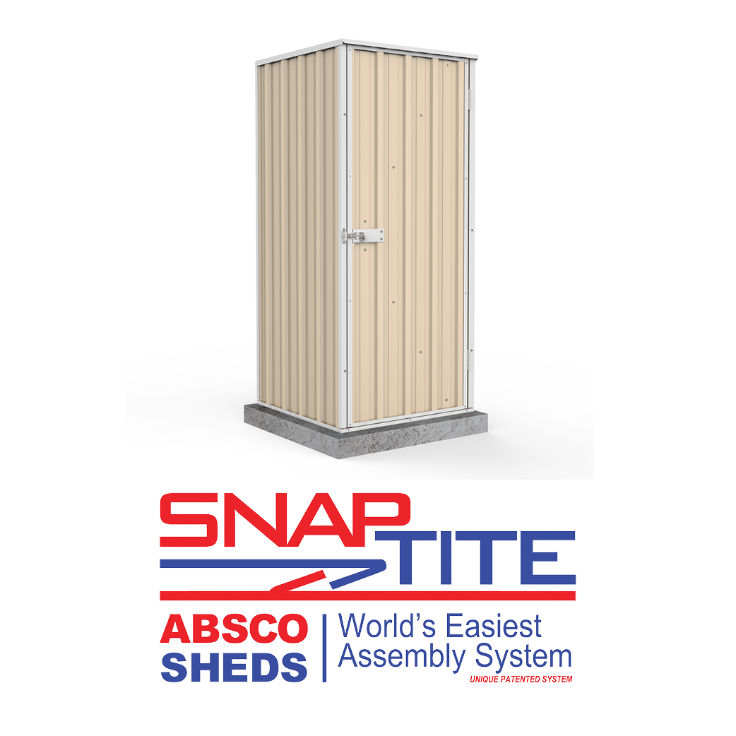 Absco 0.78mW x 0.78mD x 1.80mH Ezi Storage Garden Shed - Classic Cream - Shed City