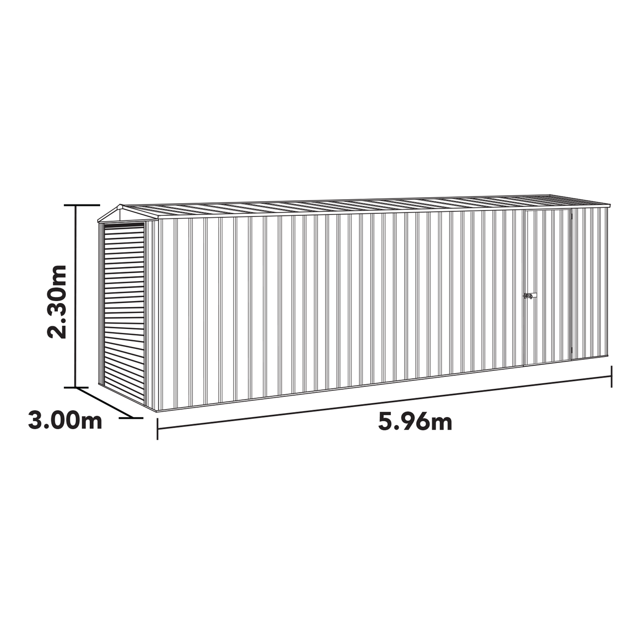 Absco 3.00mW x 5.96mD x 2.30mH Highlander Garage with Roller Shutter Door - Woodland Grey - Shed City