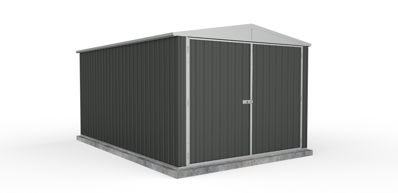 Absco 3.00mW x 4.48mD x 2.30mH Double Door Highlander Garden Shed - Woodland Grey