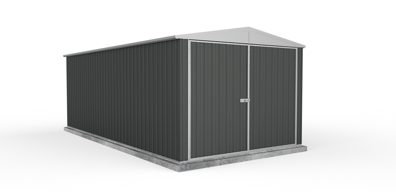 Absco 3.00mW x 5.96mD x 2.30mH Double Door Highlander Garden Shed - Woodland Grey - Shed City