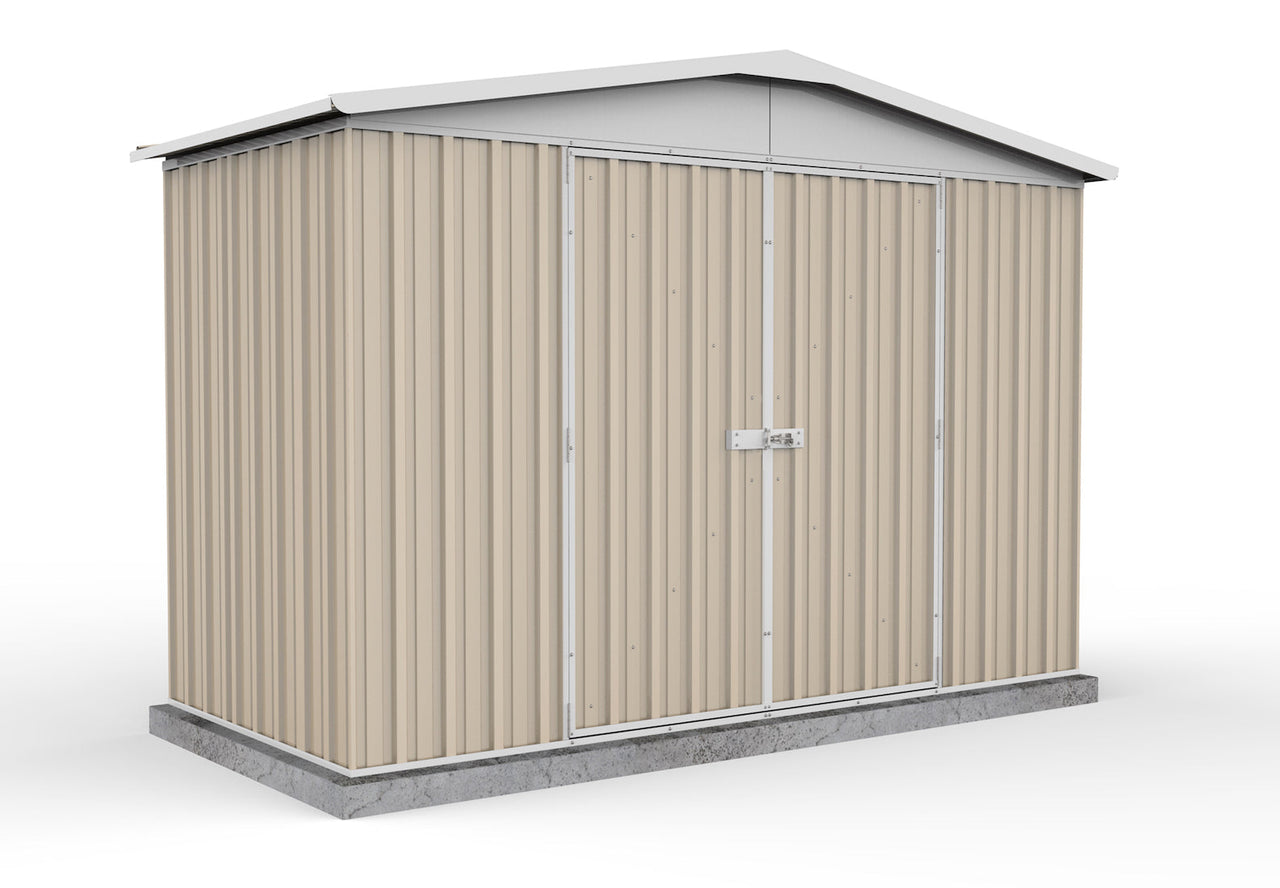 Absco 3.00mW x 1.44mD x 2.06mH Regent Double Door Garden Shed - Classic Cream