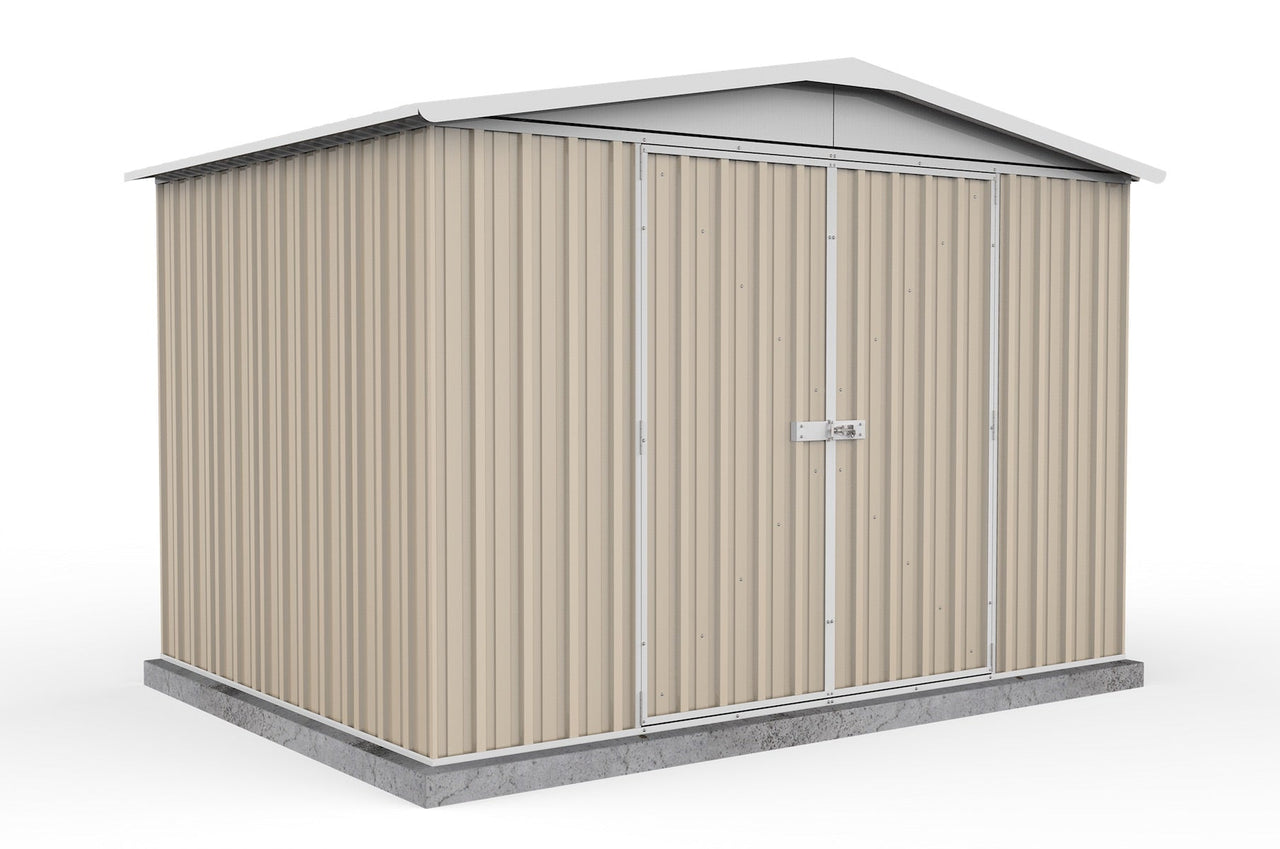 Absco 3.00mW x 2.18mD x 2.06mH Regent Double Door Garden Shed - Classic Cream