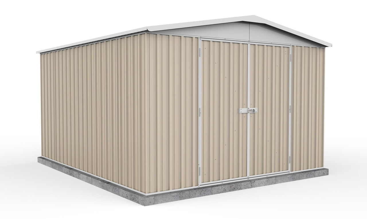 Absco 3.00mW x 3.66mD x 2.06mH Regent Double Door Garden Shed - Classic Cream