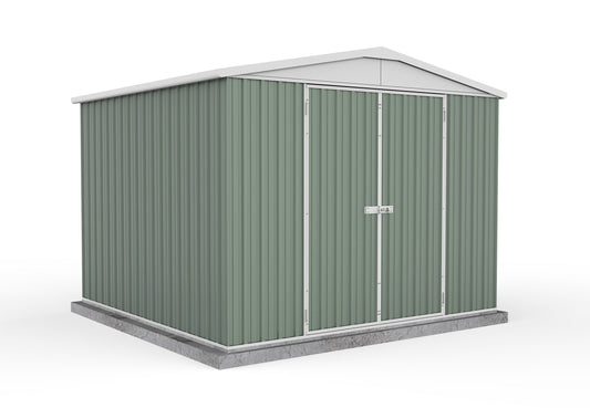 Absco 3.00mW x 2.92mD x 2.30mH Double Door Highlander Garden Shed - Pale Eucalypt