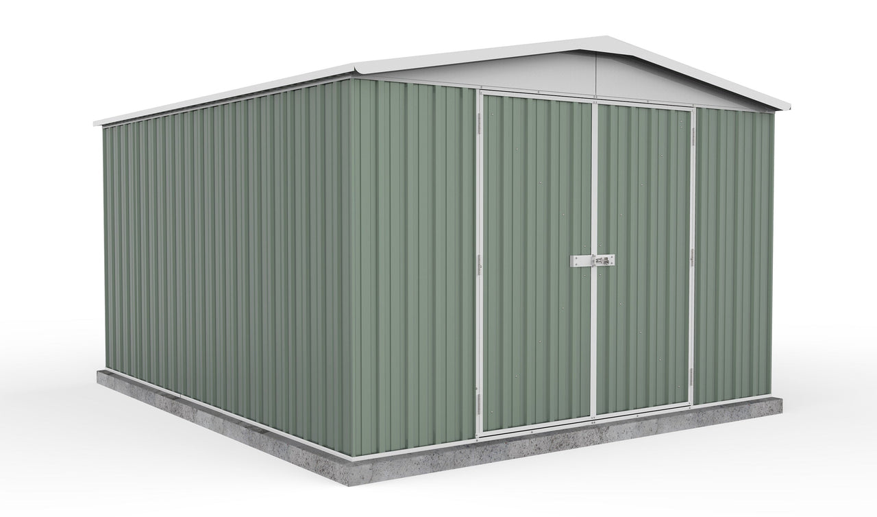 Absco 3.00mW x 3.66mD x 2.06mH Regent Double Door Garden Shed - Pale Eucalypt