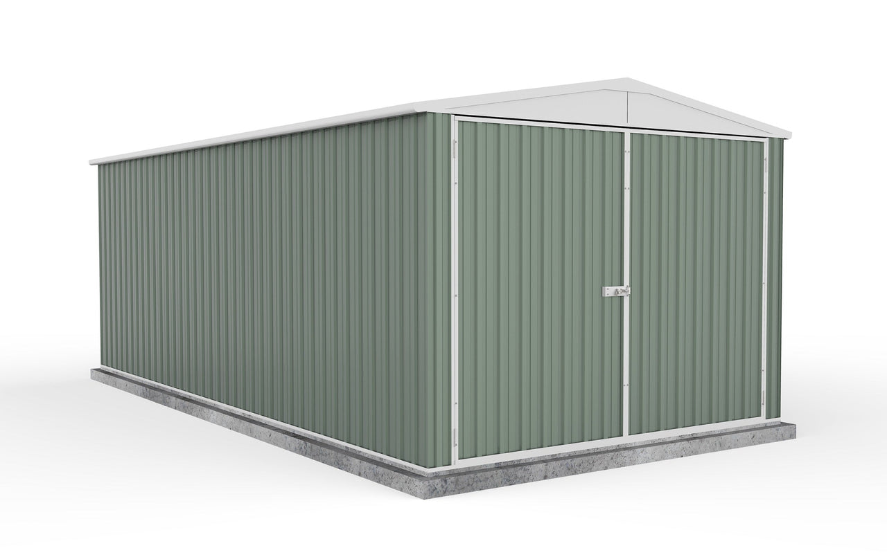 Absco 3.00mW x 5.96mD x 2.30mH Double Door Highlander Garden Shed - Pale Eucalypt