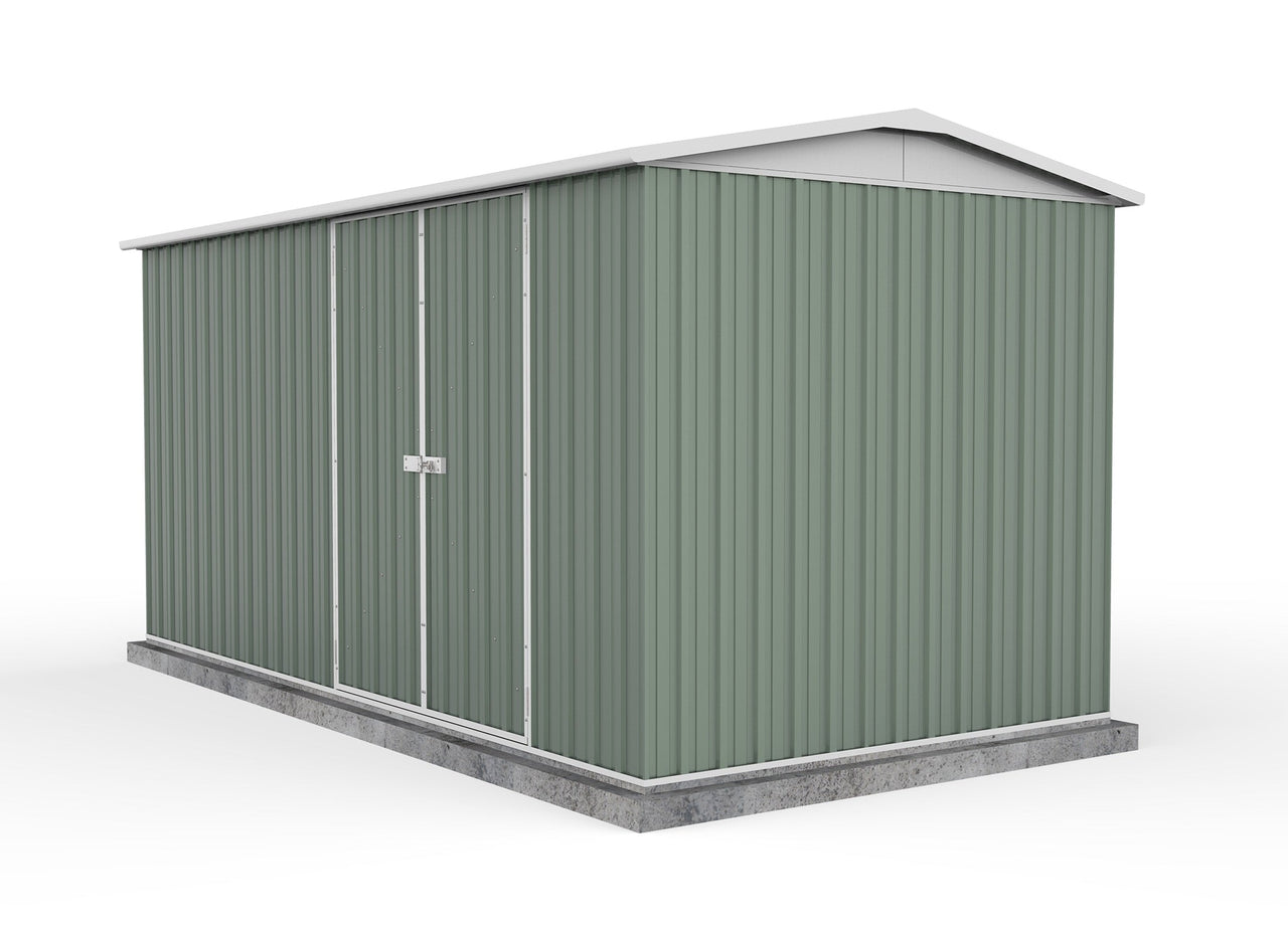 Absco 4.48mW x 2.26mD x 2.30mH Double Door Highlander Garden Shed - Pale Eucalypt