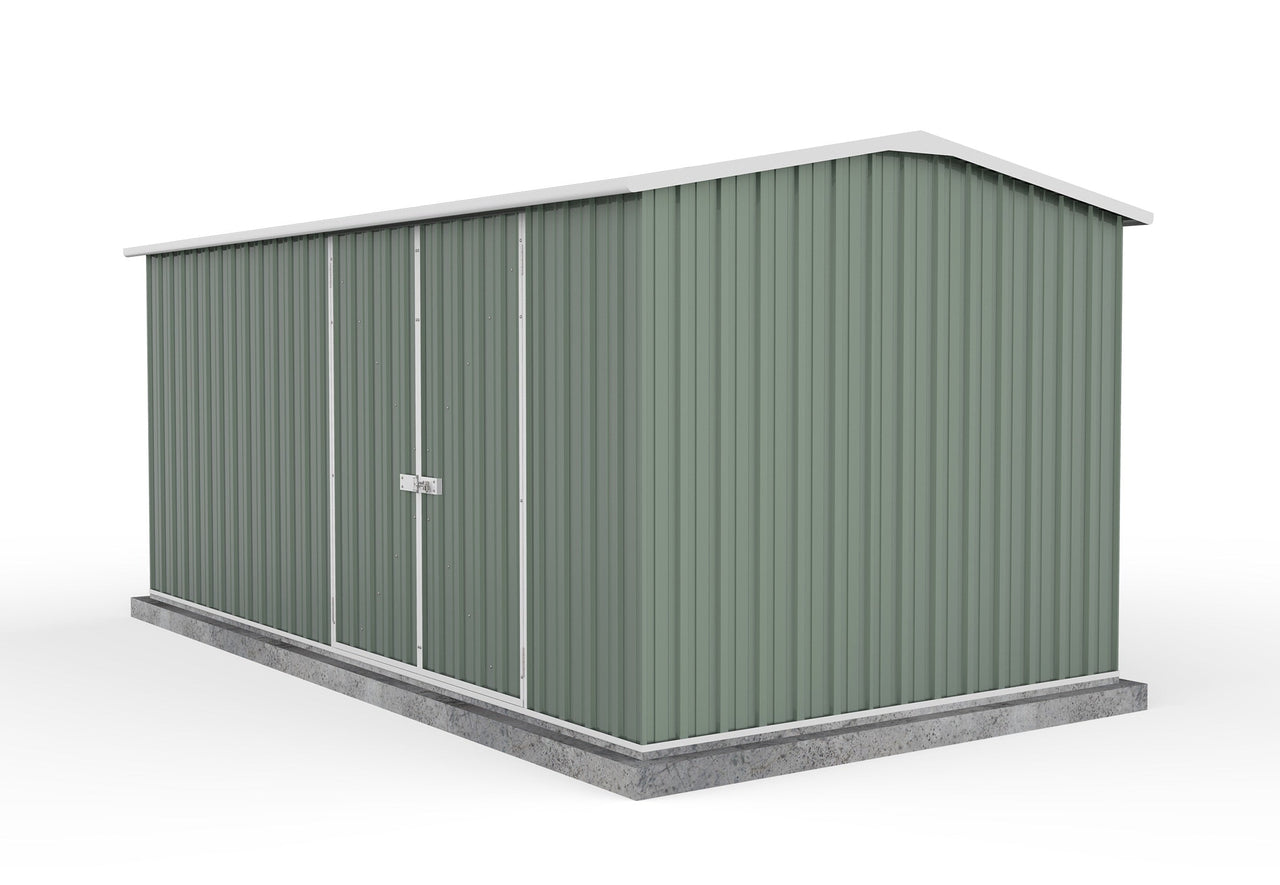 Absco 4.48mW x 2.26mD x 2.00mH Double Door Workshop Shed - Pale Eucalypt - Shed City