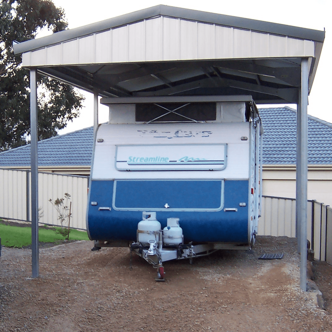 Carport with Gable Roof & Screen Wall - 3mW Gable x 6mL x 2.8mH - Shed City