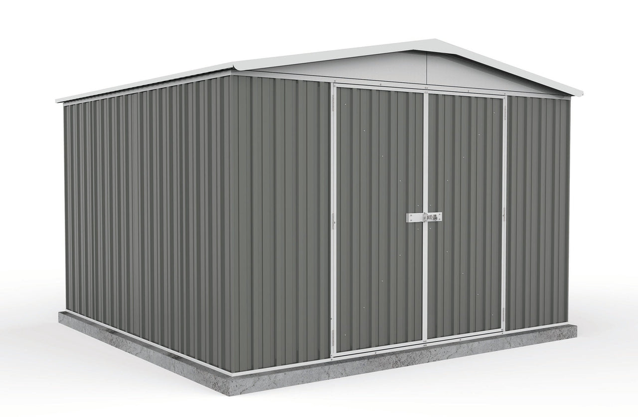 Absco 3.00mW x 2.92mD x 2.06mH Regent Double Door Garden Shed - Woodland Grey - Shed City