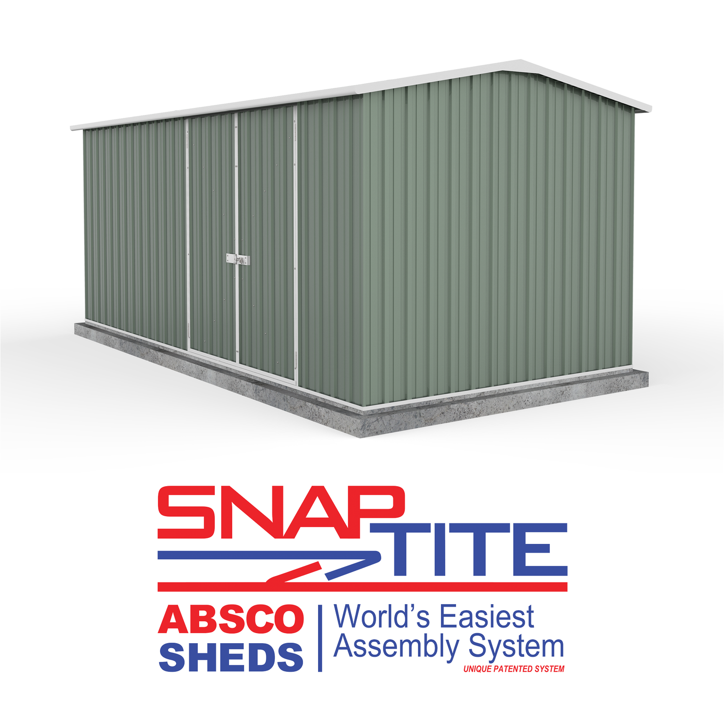 Absco 4.48mW x 3.00mD x 2.06mH Double Door Workshop Shed - Pale Eucalypt